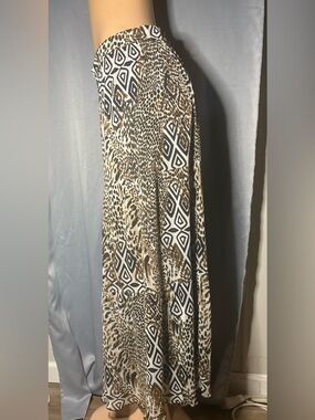 Printed Maxi Skirt in Brown and Black